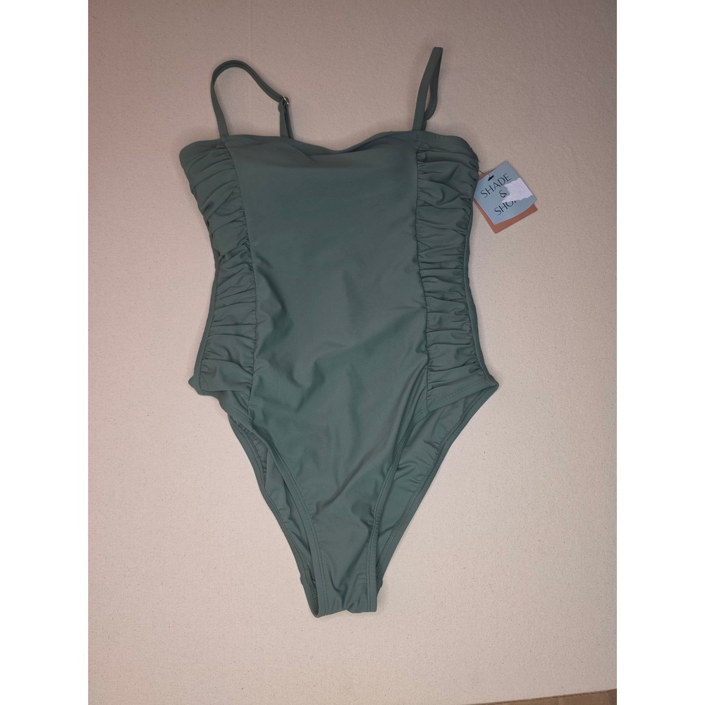 Shade & Shore Bandeau One Piece Swimsuit Green XS NWT